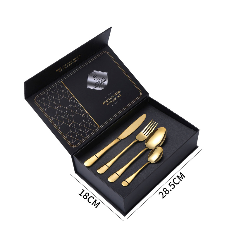 Juego de cubiertos occidentales de acero inoxidable 24 piezas con caja de regalo cuchillo tenedor cuchara