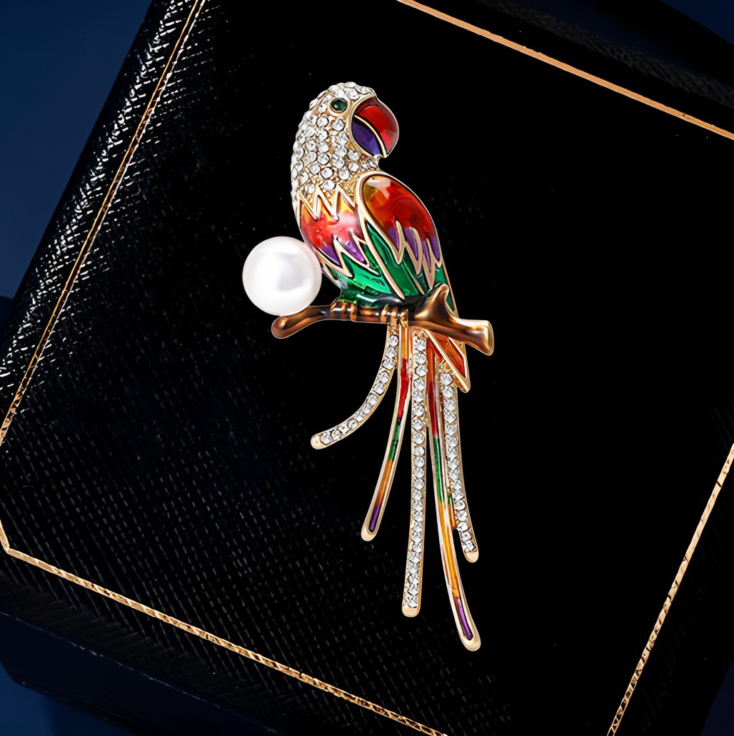 Broche de Loro Esmaltado Estilo Chino — Accesorio Fino para Ropa