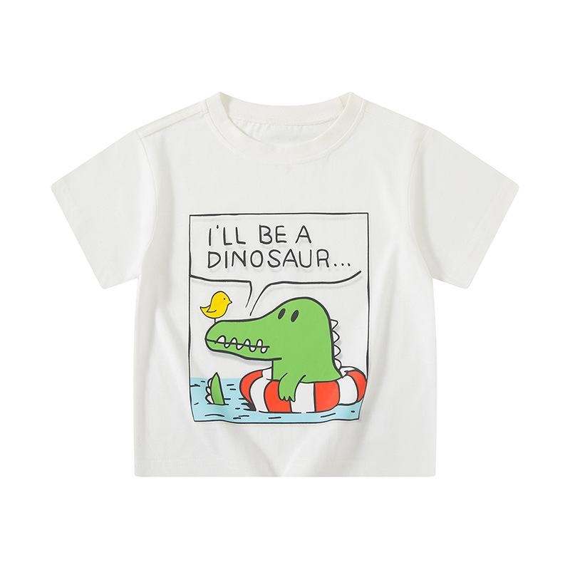 Ropa infantil transfronteriza para niños, ropa de bebé para niños, camiseta de manga corta coreana, ropa de verano, nueva impresión de dibujos animados