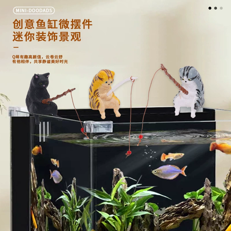 Котенок Рыбалка украшения аквариум благоустройство мяу рыбалка хорошая погода повседневная кошка рыбалка кошка висячие украшения
