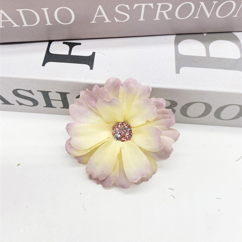 Flor artificial diy multi-capa de cabeza de flor de seda flor falsa decoración de la boda flor de seis pétalos Flor de la cabeza de la ópera Margarita