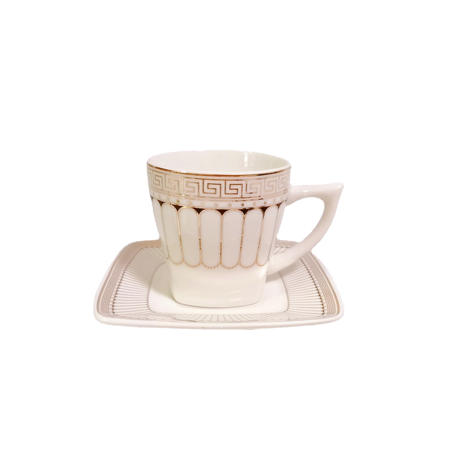 Oriente Medio concentrado de cerámica taza de café y platillo traje de pintura de oro gran pared lado pequeña capacidad 125ml taza de café 6 piezas conjunto venta al por mayor