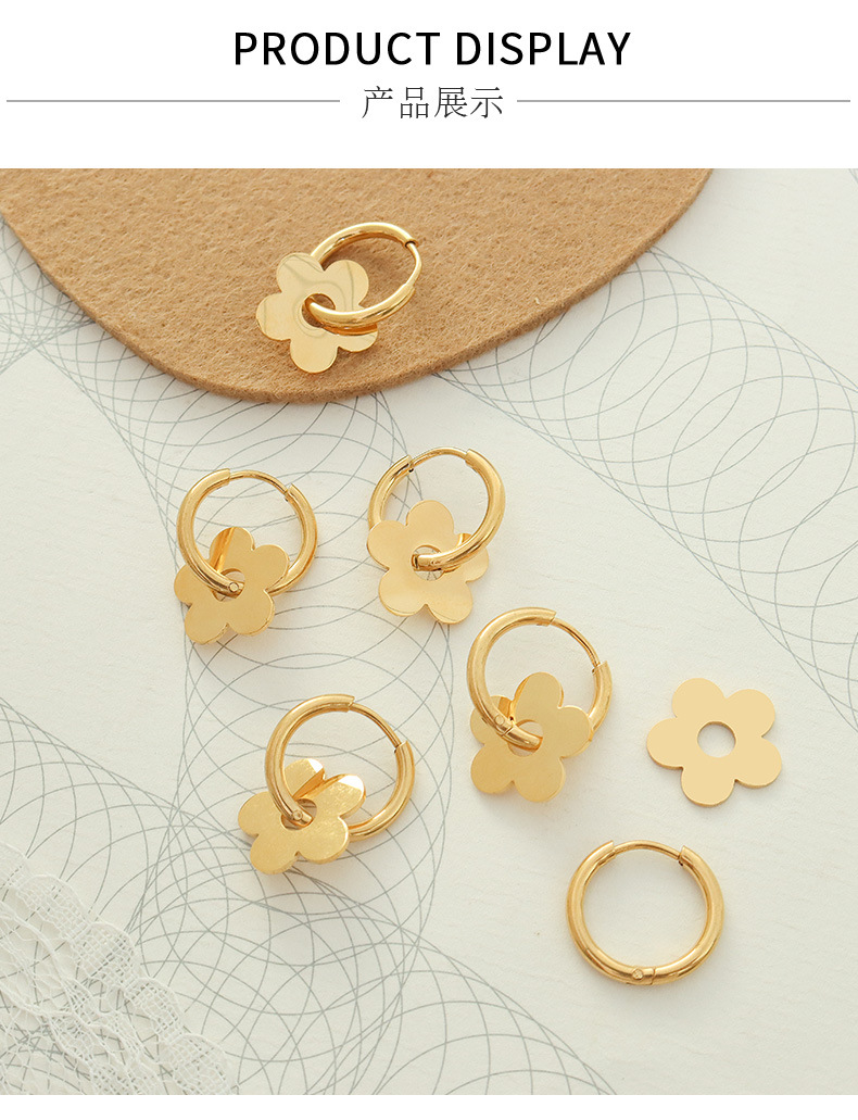 French Style Cross-Border Hot Selling Popular Light Luxury Flower Eardrops Stud Earrings Titanium St