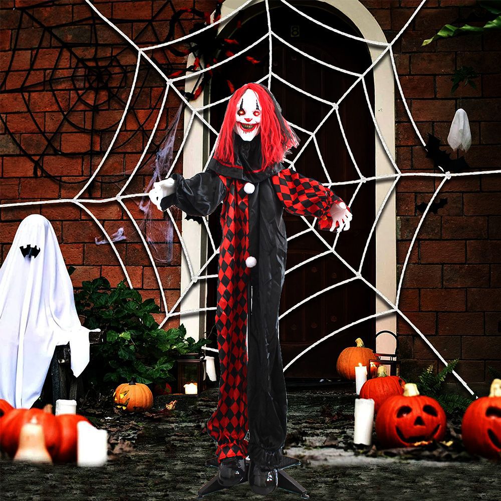 Halloween control de voz de pie fantasma payaso fantasma luminoso llamado bruja sala de escape casa embrujada decoración de patio accesorios