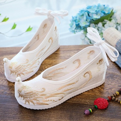 Fairy Hanfu Shoes increased female antique collocation in ancient costume phoenix pearl cloth shoes embroidered shoes