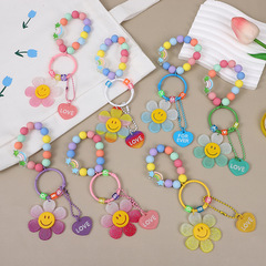 グラデーション笑顔キーホルダーペンダントキャンディー色アクリル太陽花ペンダント花バッグアクセサリー