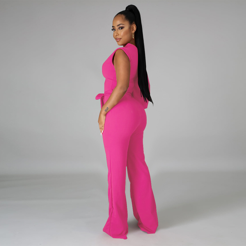 294g Weight Full Length Pants Length Polyester Fabric Type Mid Waist Waist Line Jumpsuits Pants Type Stretchy Elasticity Street Occasion Comfort Function Slim Fit Type Solid Color Pattern Summer, Spring Season Women's Gender Casual Style Women's Street Casual Solid Color Full Length Jumpsuits 12
