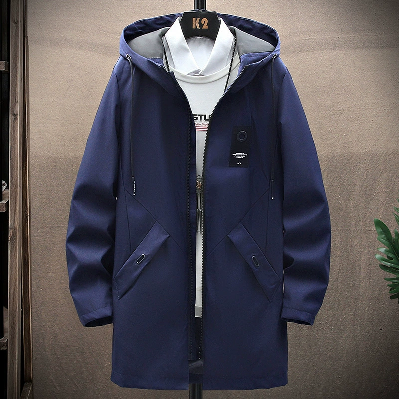 Jacket, long autumn demi-season men's trench coat, slim fit, mid-length, for import
