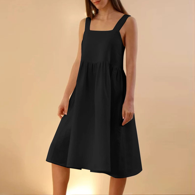 Cotton Linen Sleeveless Dress Fashionable Slimming