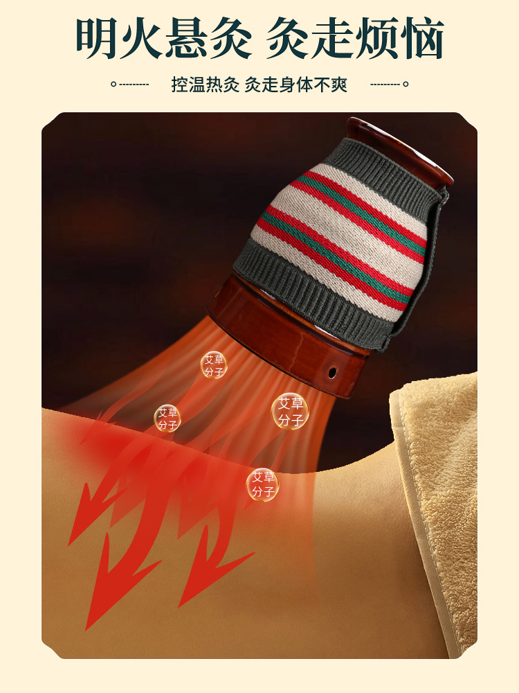 Moxibustion pot ceramic purple sand multi-functional moxibustion box instrument double-layer insulation scraping fire dragon pot portable moxibustion manufacturer wholesale