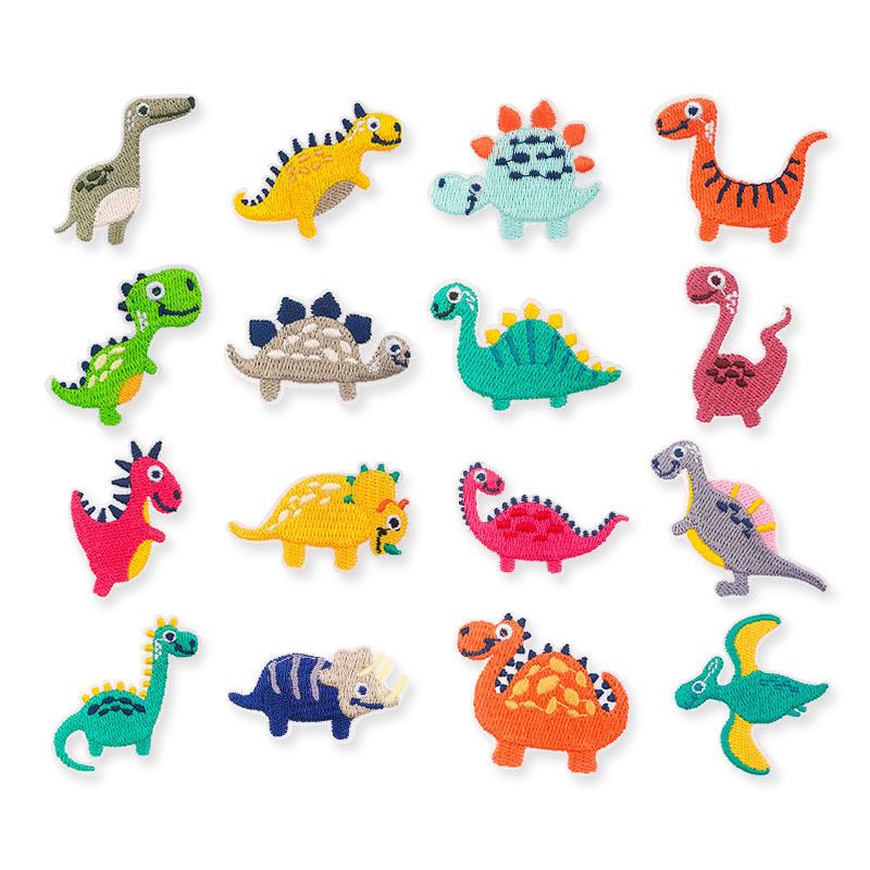 El Comercio exterior dinosaurio bordado pegatinas de tela de dibujos animados animal ordenador bordado pegatinas ropa de bebé parche decorativo pegatinas de planchado