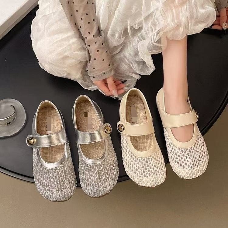 Zapatos de pescador transpirables con suela suave 2026 nuevos zapatos de verano de malla de un pie dos zapatos franceses Marie-Zhen