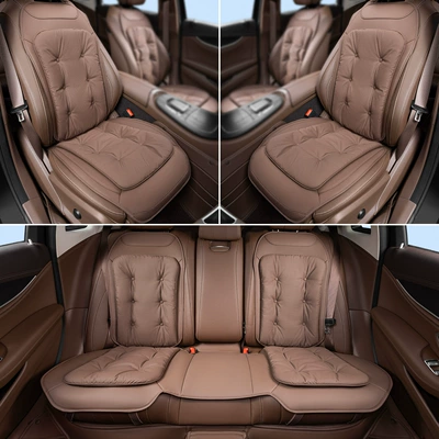 Four Seasons Pad – Anti-Fouling Leather Car Seat Cushion, Universal - chestnut-brown-seven-piece-vehicle-set-no-standard-model-please-note-the-car-logo
