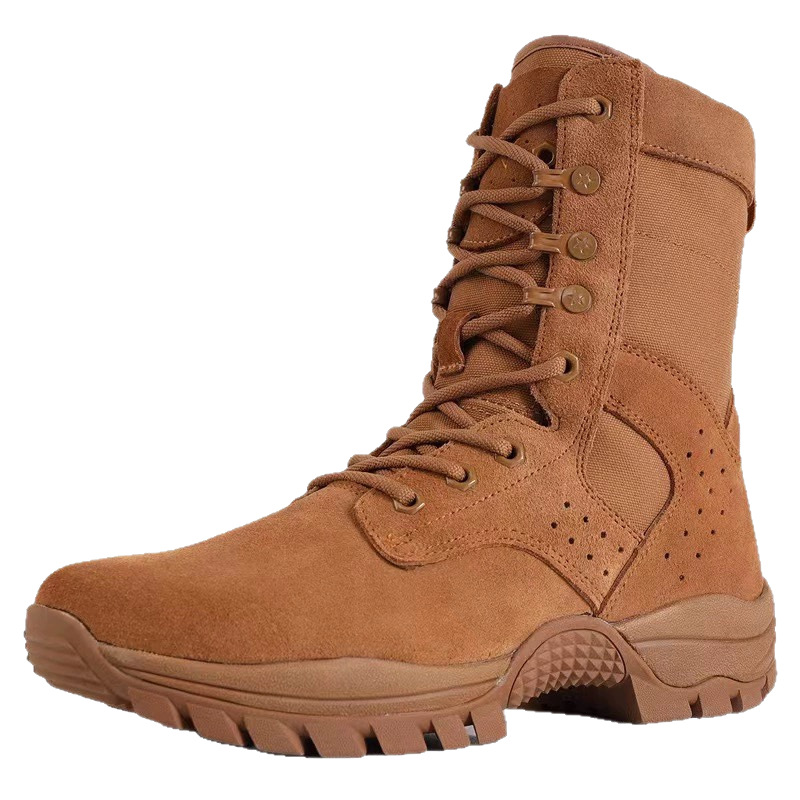 Botas de entrenamiento de hombres de combate marrón dragón con cremallera lateral resistente al desgaste entrenamiento al aire libre alpinismo botas del desierto tácticas rojas