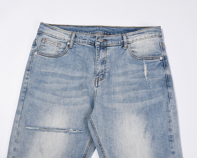 European and American Loose Casual Solid Color Loose Ripped Jeans