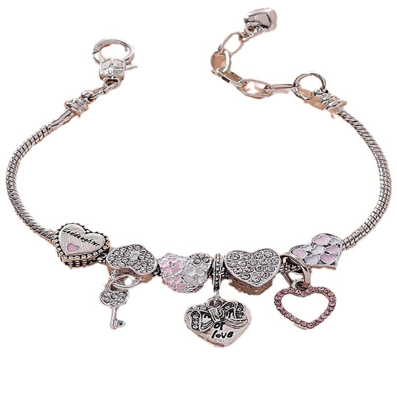 Panjia pulsera Dora DIY cuentas explosivas transfronterizas amor arco colgante letras en forma de corazón goteo pulsera de cobre image 6