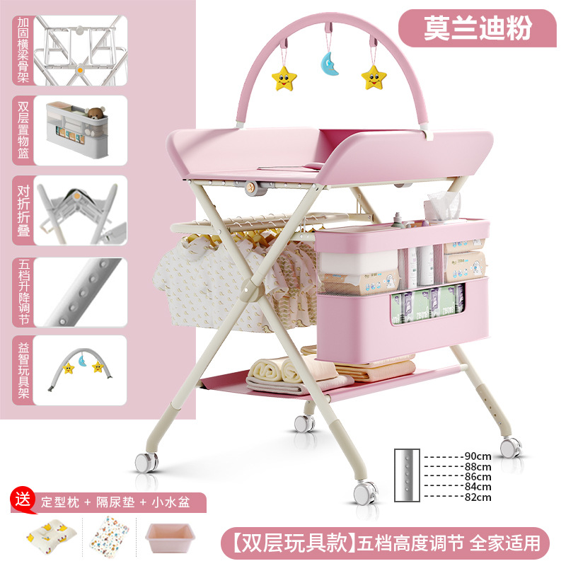 Mesa de cambio de pañales para bebés recién nacidos, mesa de cama de baño de masaje plegable multifuncional image 27