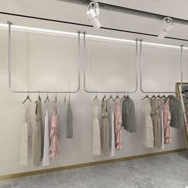 服装店挂衣架拉丝不锈钢吊顶悬挂吊架女装婚纱陈列展示架服装货架