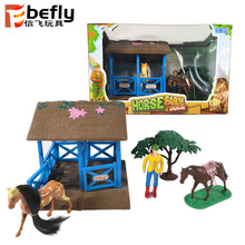 动物模型批发儿童仿真玩具套装农场马人物房屋微观模型套装玩具