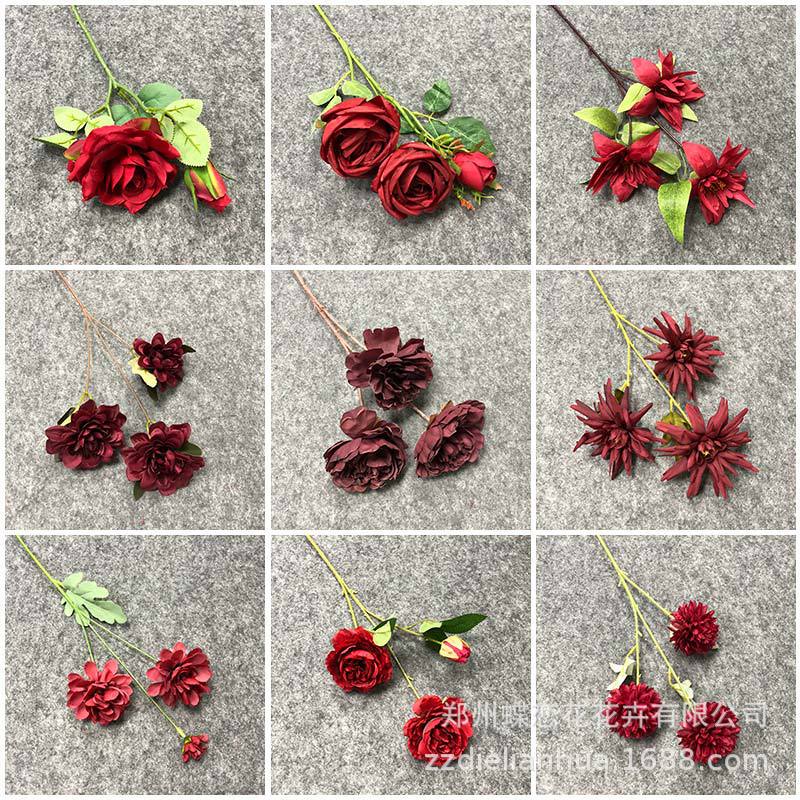 Wedding simulation flower Red Rose Peony hydrangea fake flower wedding auditorium decoration ceiling road lead arch flower Wedding simulation flower Red Rose Peony hydrangea fake flower wedding auditorium decoration ceiling road lead arch flower