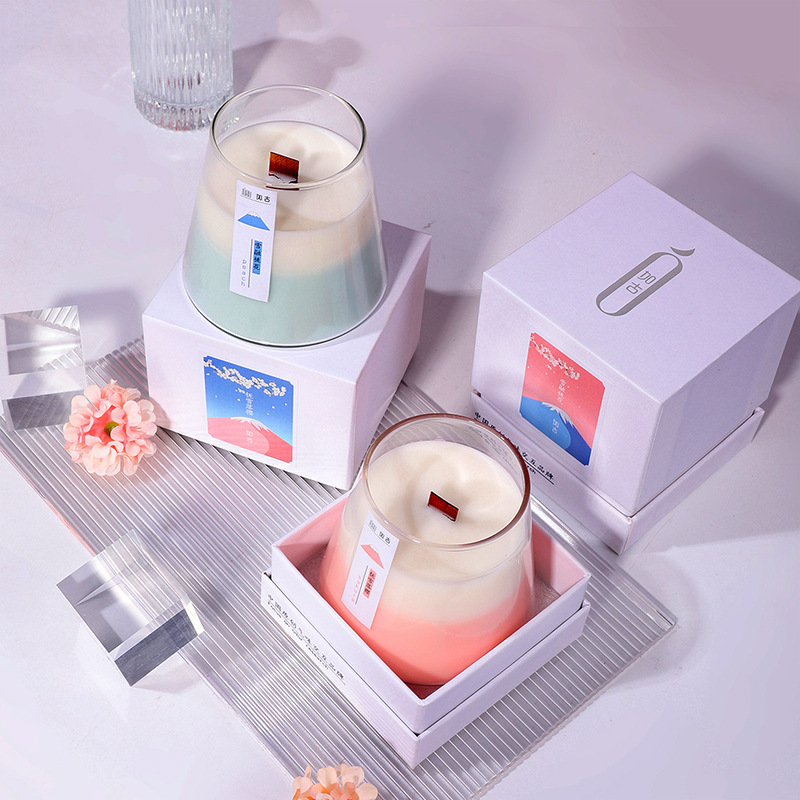Scented Candle Pink Peach Soy Wax Aroma Decor Indoor Smokeless Candle Cup Gift Box Scented Candle Wholesale