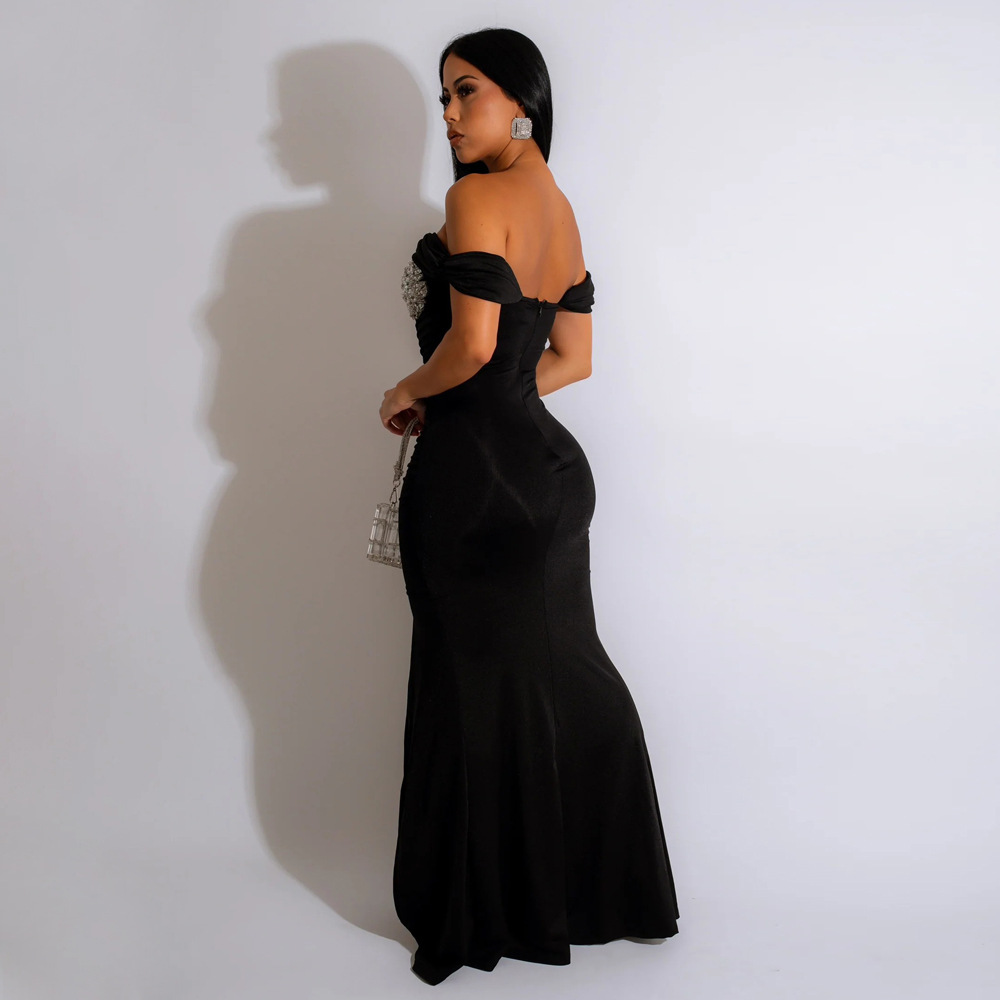 Elegantes Damen Pailletten Abendkleid Mit One-shoulder-schnitt_voghion.com
