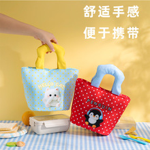 韩系波点手拎包甜美少女单肩包大容量饭盒袋卡通手拿便携包包