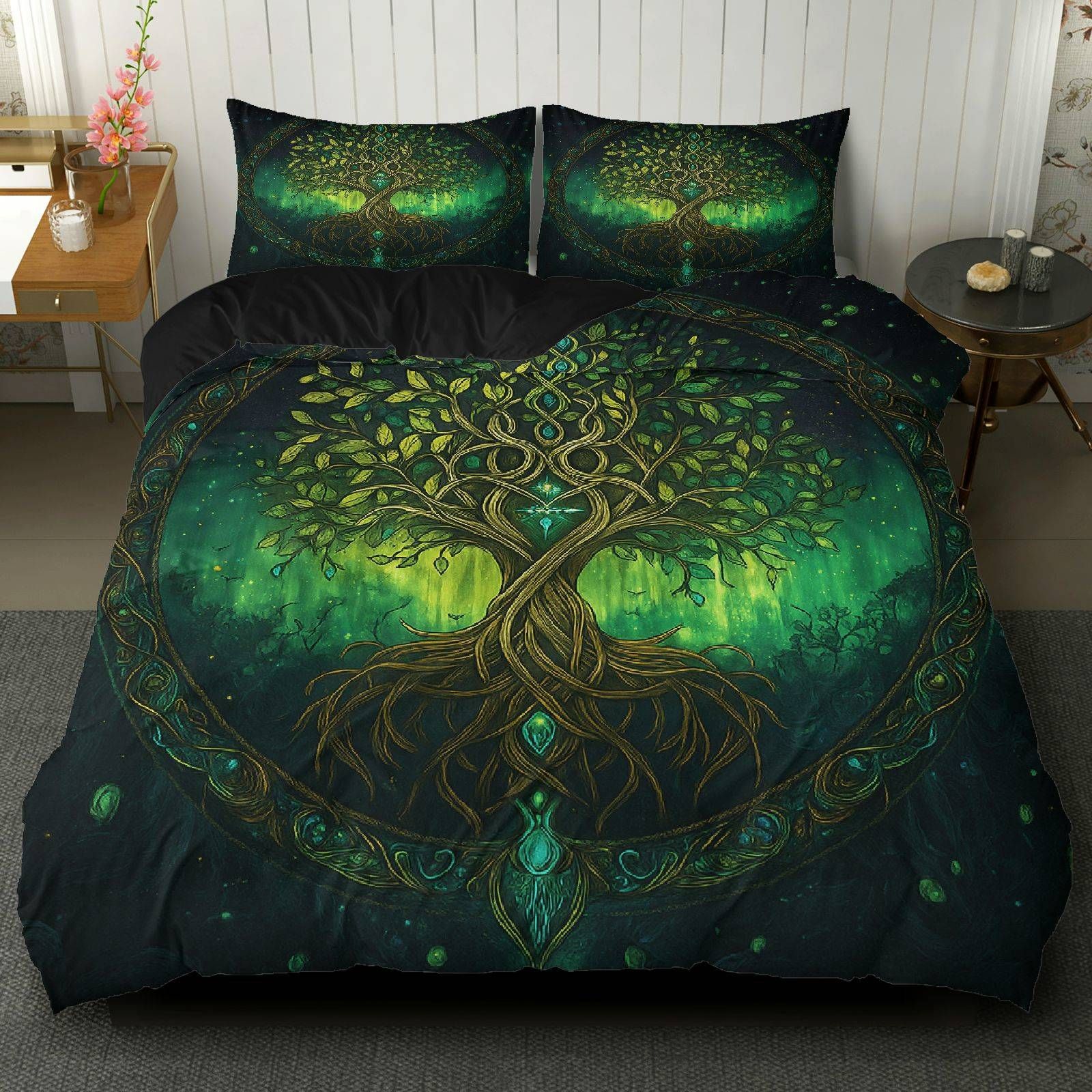 Transfronterizo luminoso árbol de vida molienda impresión digital kit de edredón textil para dibujar se puede ajustar TUME / JIT