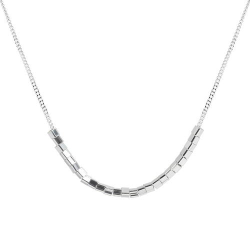 Suchuang S925 sterling silver small square necklace women's light luxury niche design versatile simple ins cold style clavicle chain