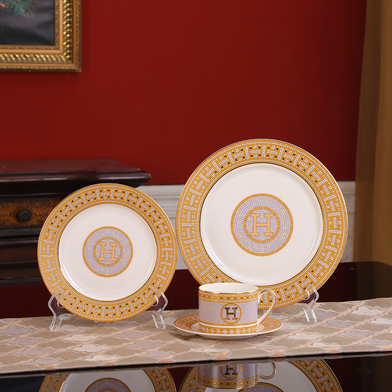 European-style tableware suit household model room dining table plate Western plate steak plate Coffee Cup cross-border delivery