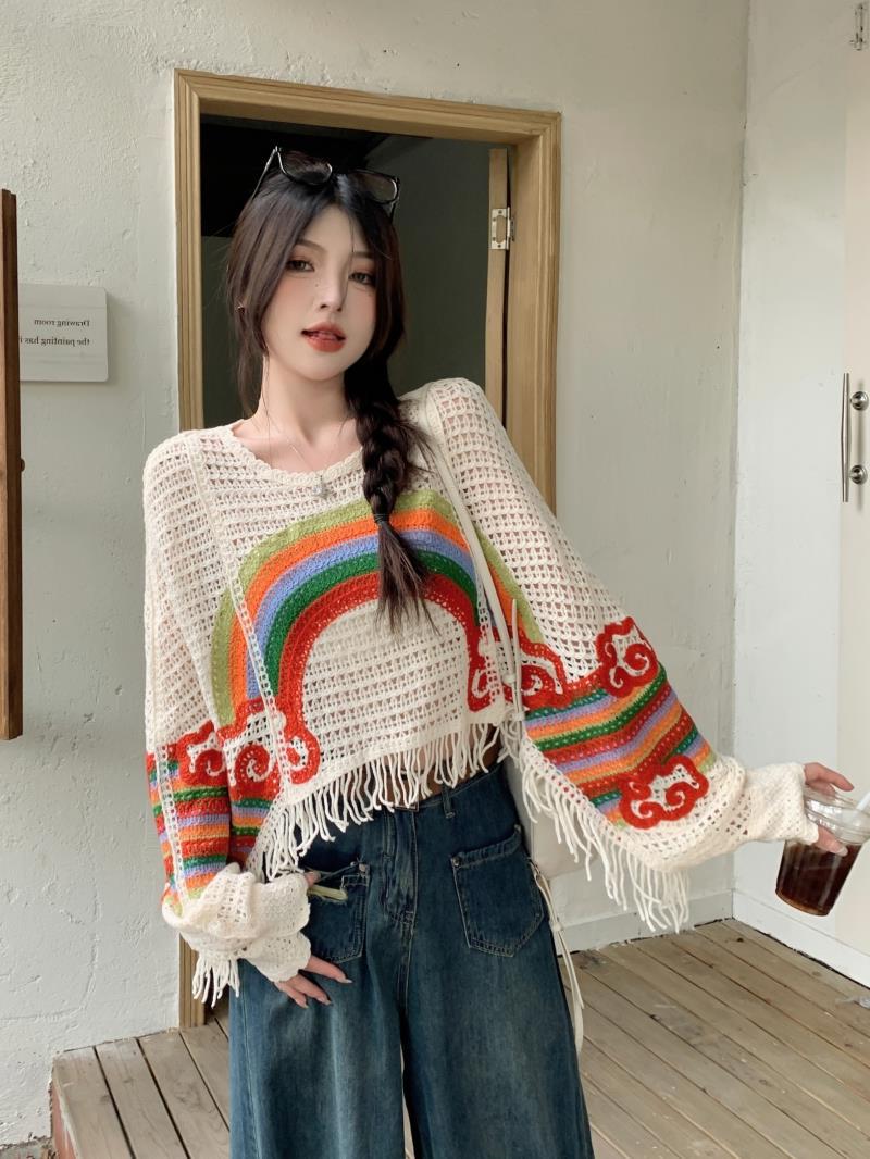 Women's Knit Striped Colorblock Pullover Sweater - Image 1
