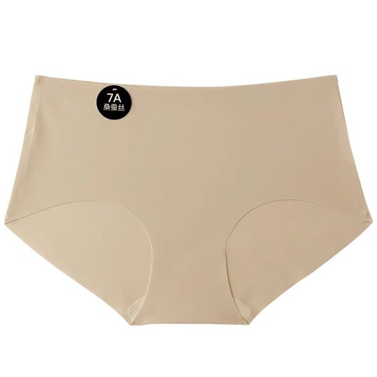 7A mulberry silk autumn and winter brushed women's underwear pure cotton crotch antibacterial mid-waist Japanese solid color plus size seamless briefs