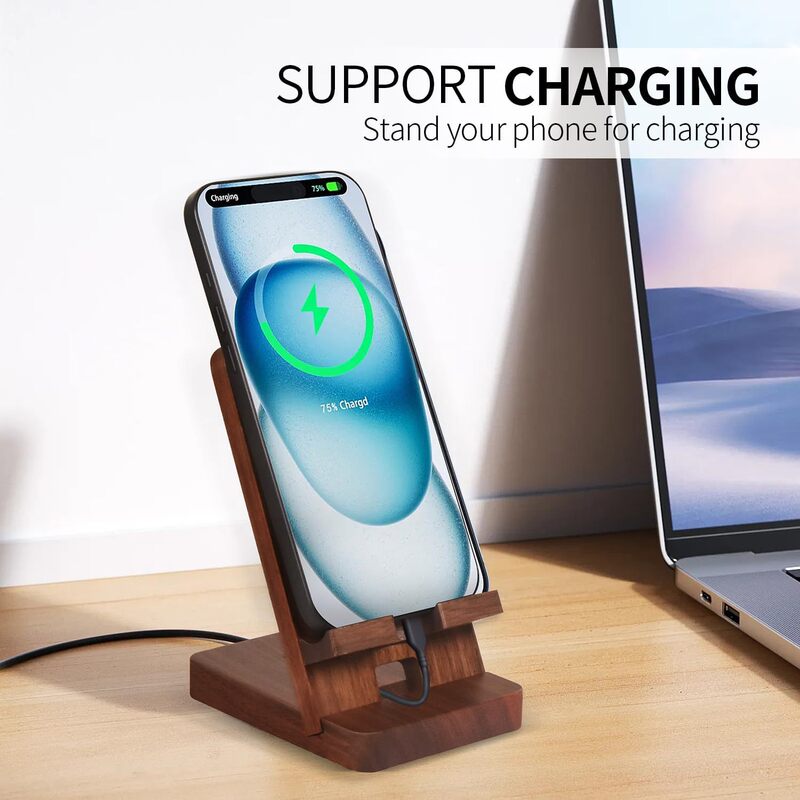 Wooden Mobile Phone Holder Wooden Base Mobile Phone Charging Holder Mobile Phone Tablet Multi-Purpose Holder Can Print Logo