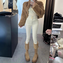 冬季新款辣妹复古水洗设计修身弹力超短小脚牛仔裤紧身热裤批发70