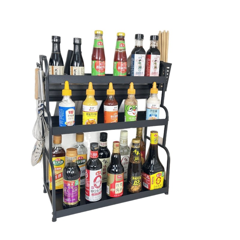 キッチン収納ラック、多機能調味料収納、多層カウンタートップ、箸収納、ナイフラック、ステンレス製油、塩、ソース、酢収納|undefined
