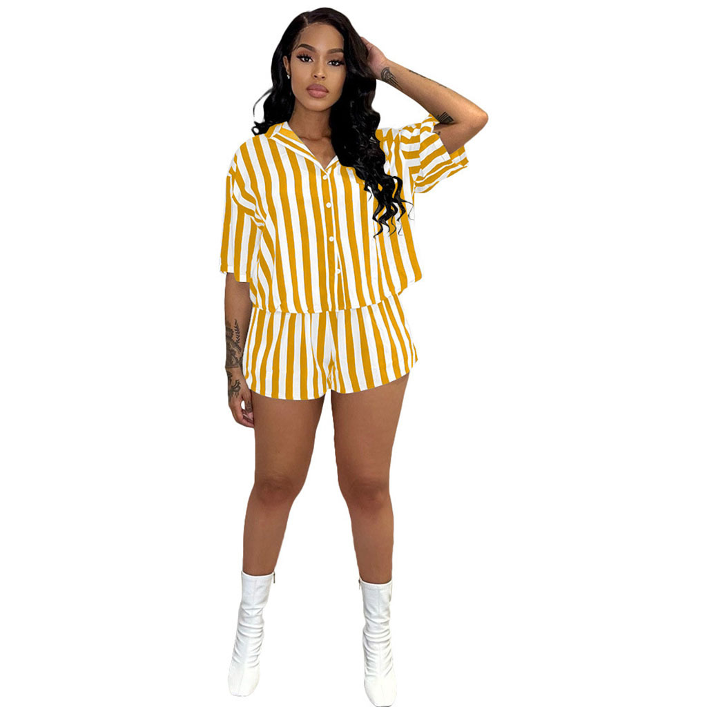 Title 27, Womens New Loose Casual Stripe Shirt Shorts Ho...