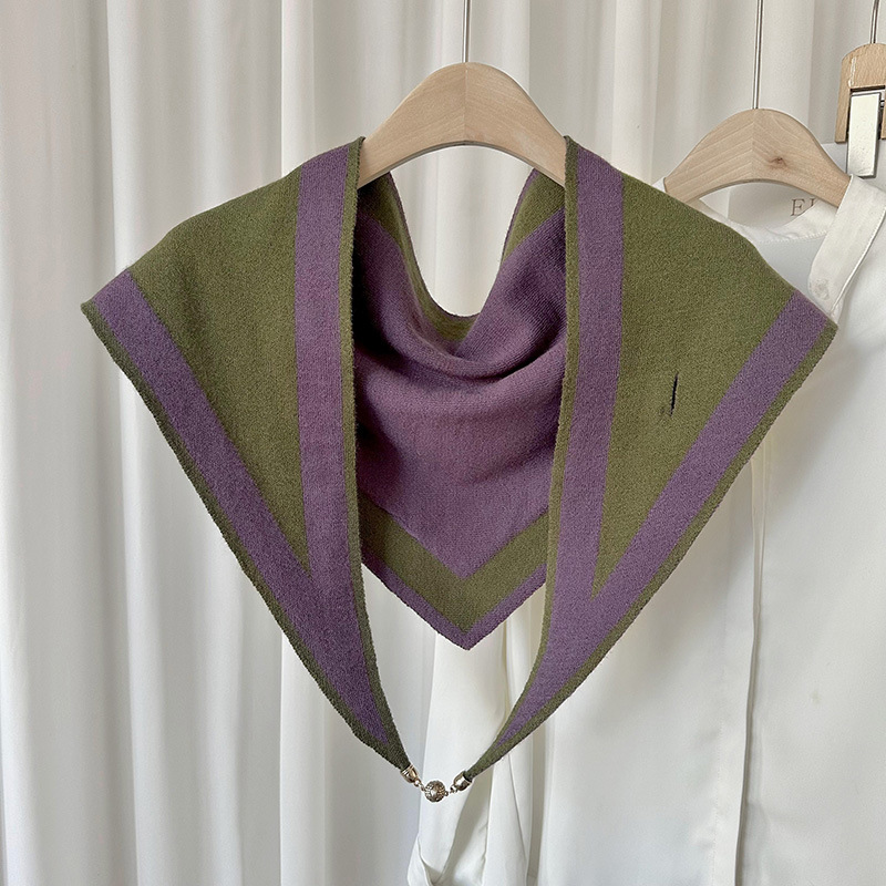 Nueva hebilla magnética bufanda de triángulo de punto para mujer otoño e invierno cálido cuello bufanda de protección de moda todo fósforo suave bufanda decorativa