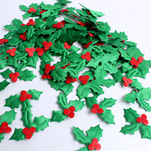 圣诞绿叶红果装饰配件 三角叶diy布料配件 圣诞树挂件 圣诞装饰品