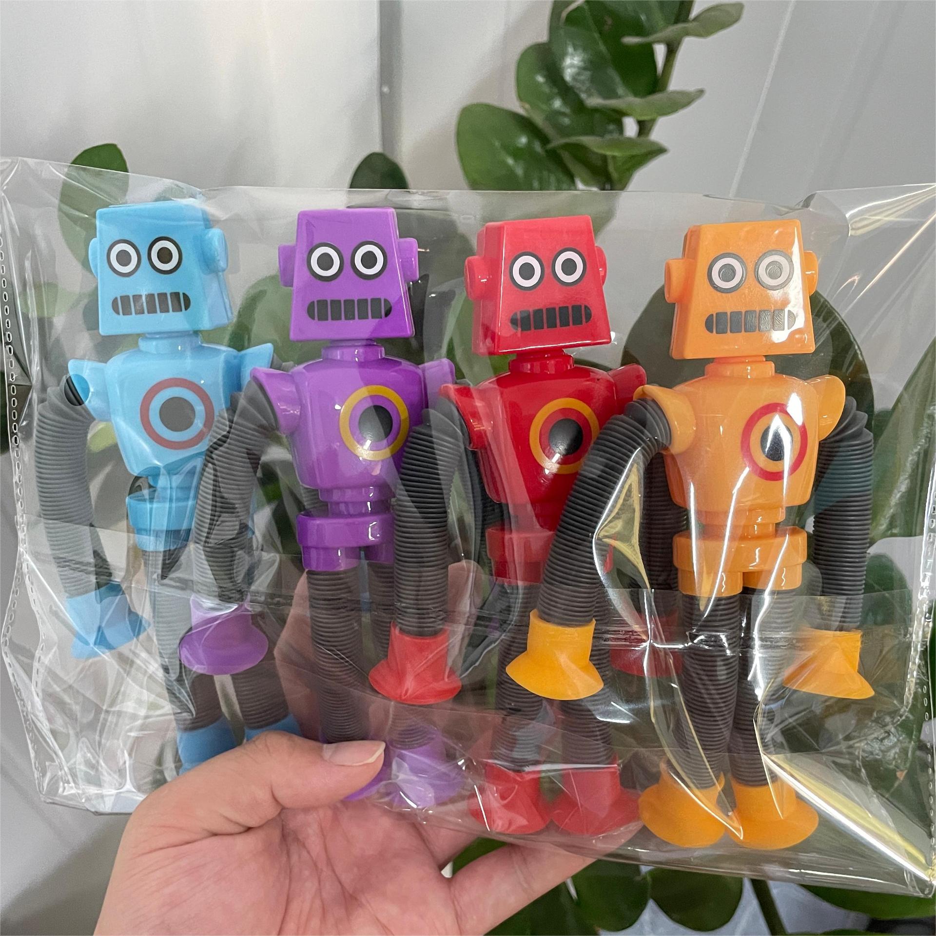 Transfronterizo robot flexible tubo telescópico niño puzzle dibujos animados estirados ventosa interacción padre-hijo creativo juguete descompresión