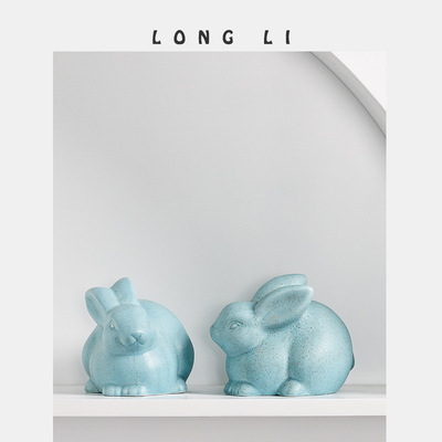 Longley ceramics Big ears rabbit moss and lichen Scenery parts originality ceramics Decoration Home Furnishing decorate