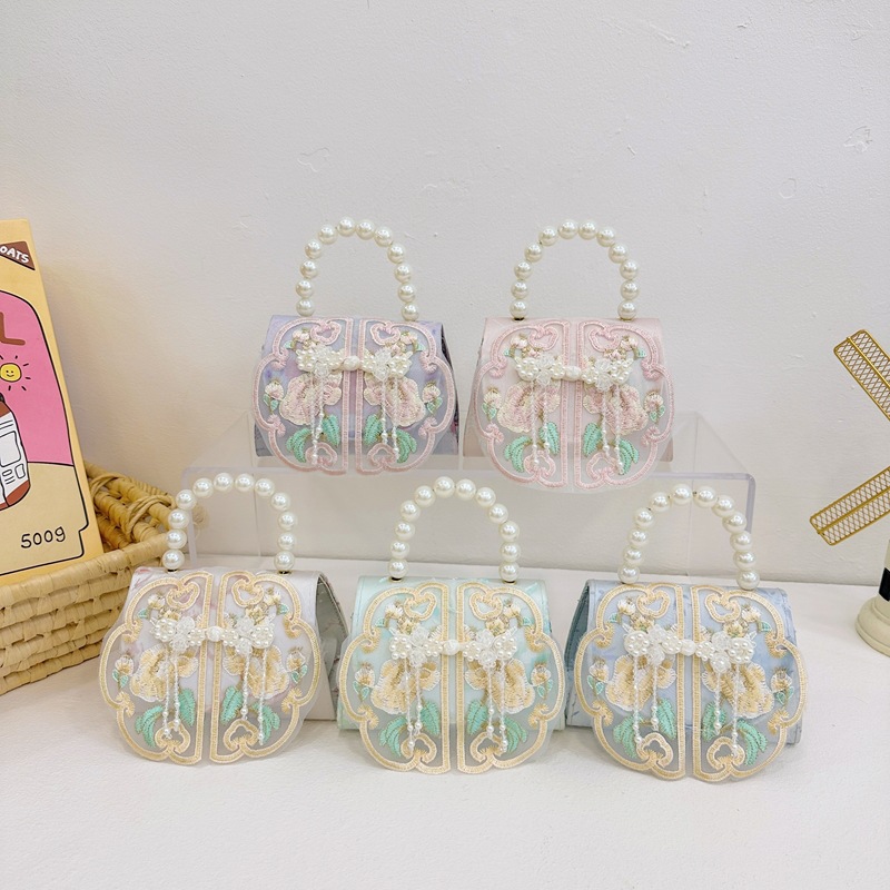 Bolsos infantiles de alto nivel, exquisitos antiguos, bolsos de cambio de niña, bolsos de mano de perlas de princesa, bolsos de almacenamiento