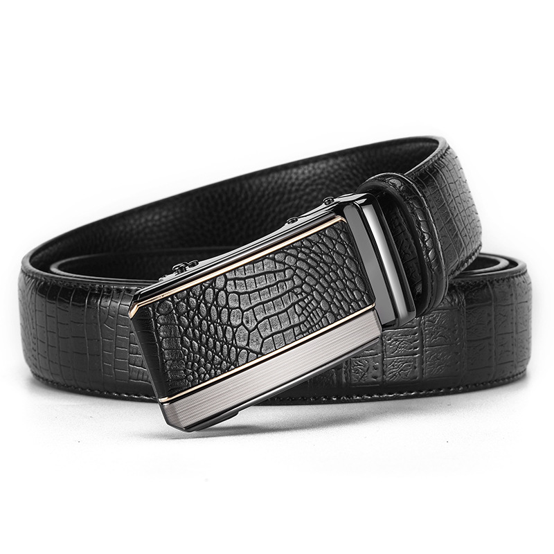 Crocodile Pattern Automatic Buckle Belt For Men Trendy Waistband_voghion.com