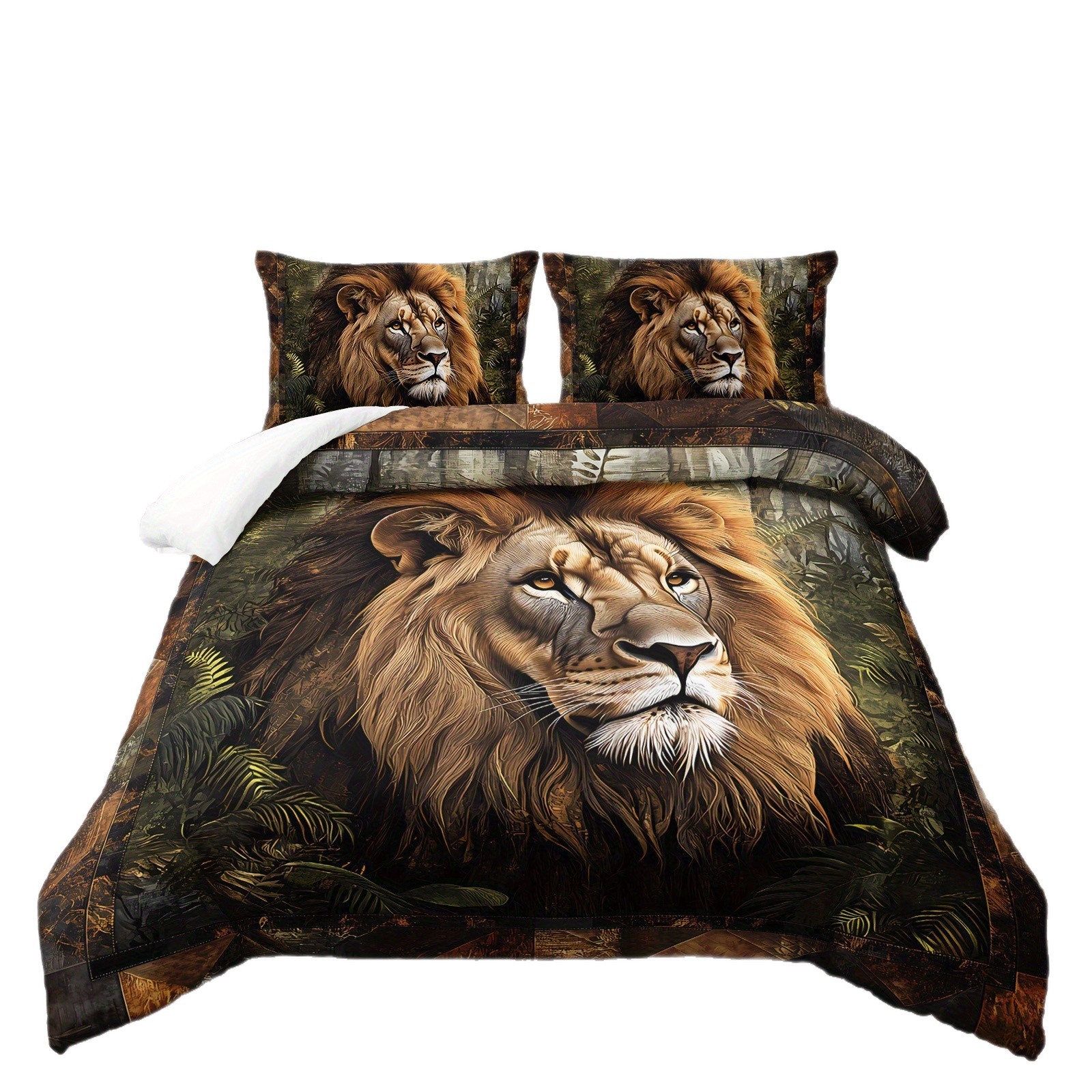 TEMU / JIT textil doméstico molido impresión digital ropa de cama kit león patrón creativo fuente fábrica