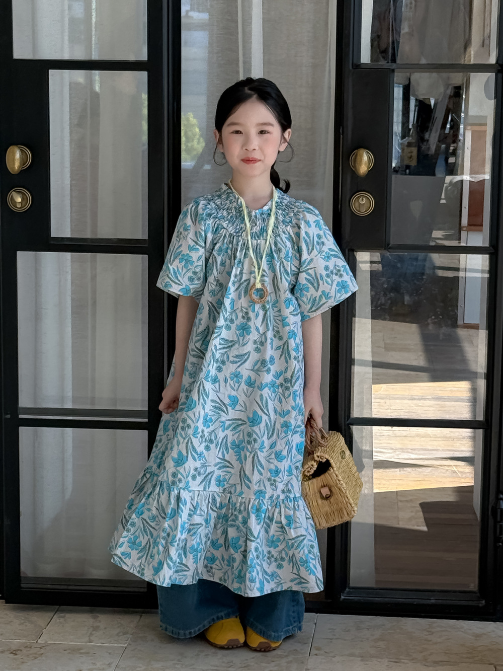Summer blue short sleeve dress