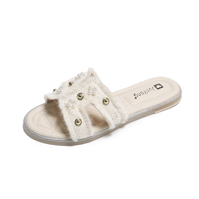 2023 primavera e verão novos chinelos de pérola outerwear casual flip-flops de fundo plano strass fundo macio superfície macia chinelos confortáveis_voghion.com