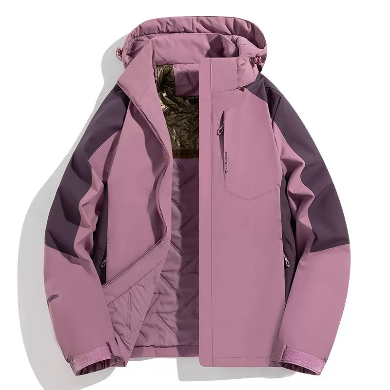 情侣棉衣加厚夹克男保暖连帽2025冬季新款冲锋衣男石墨烯棉服外套