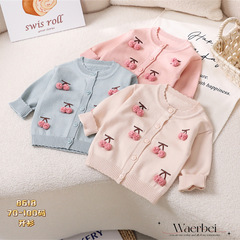 2024 new spring, autumn and winter clothing, versatile princess baby baby children's flower knitted jacket long-sleeved jacket