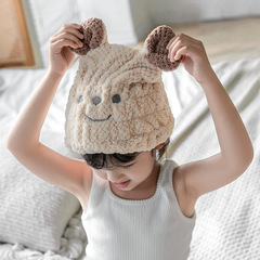 珊瑚絨干發帽吸水速干浴帽擦頭巾可愛卡通帽兒童干發巾女干發帽