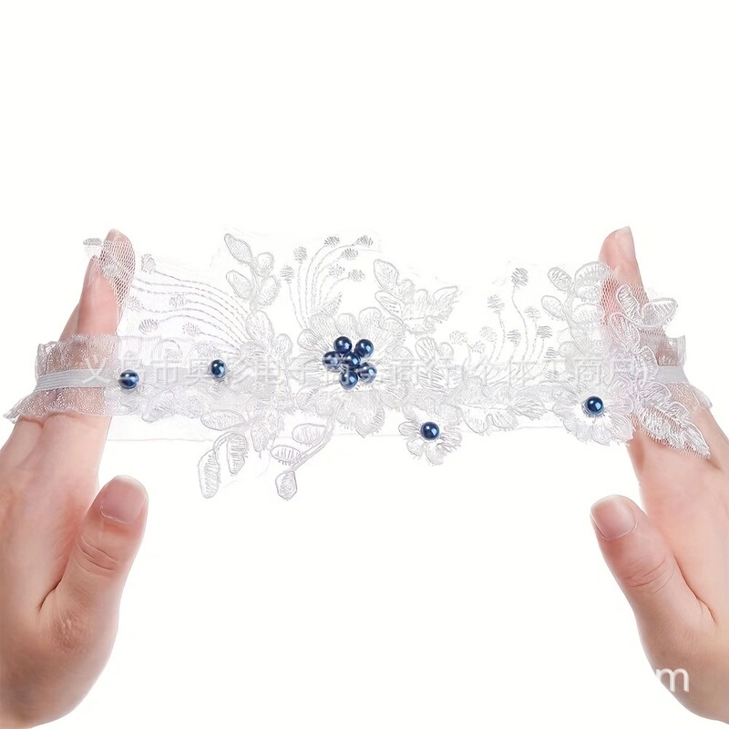 Hot-Selling Lace Elastic Bridal Sexy Garter Set with Handmade Embroidered Flowers Leg Rings Wedding Party Accessories