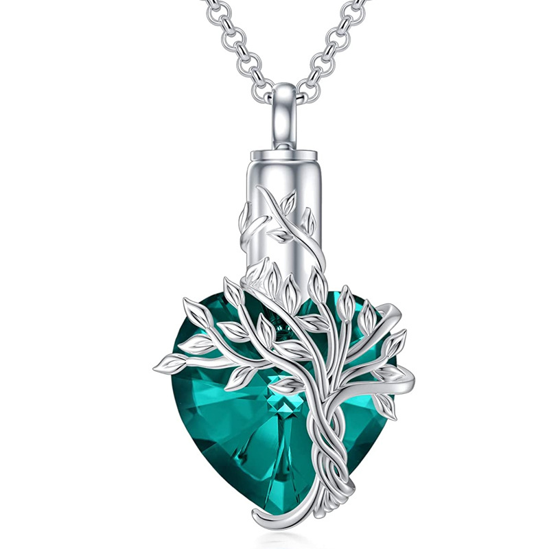 Acero inoxidable amor gema colgante vida árbol melocotón corazón collar urn Memorial parientes botella de perfume para mascotas